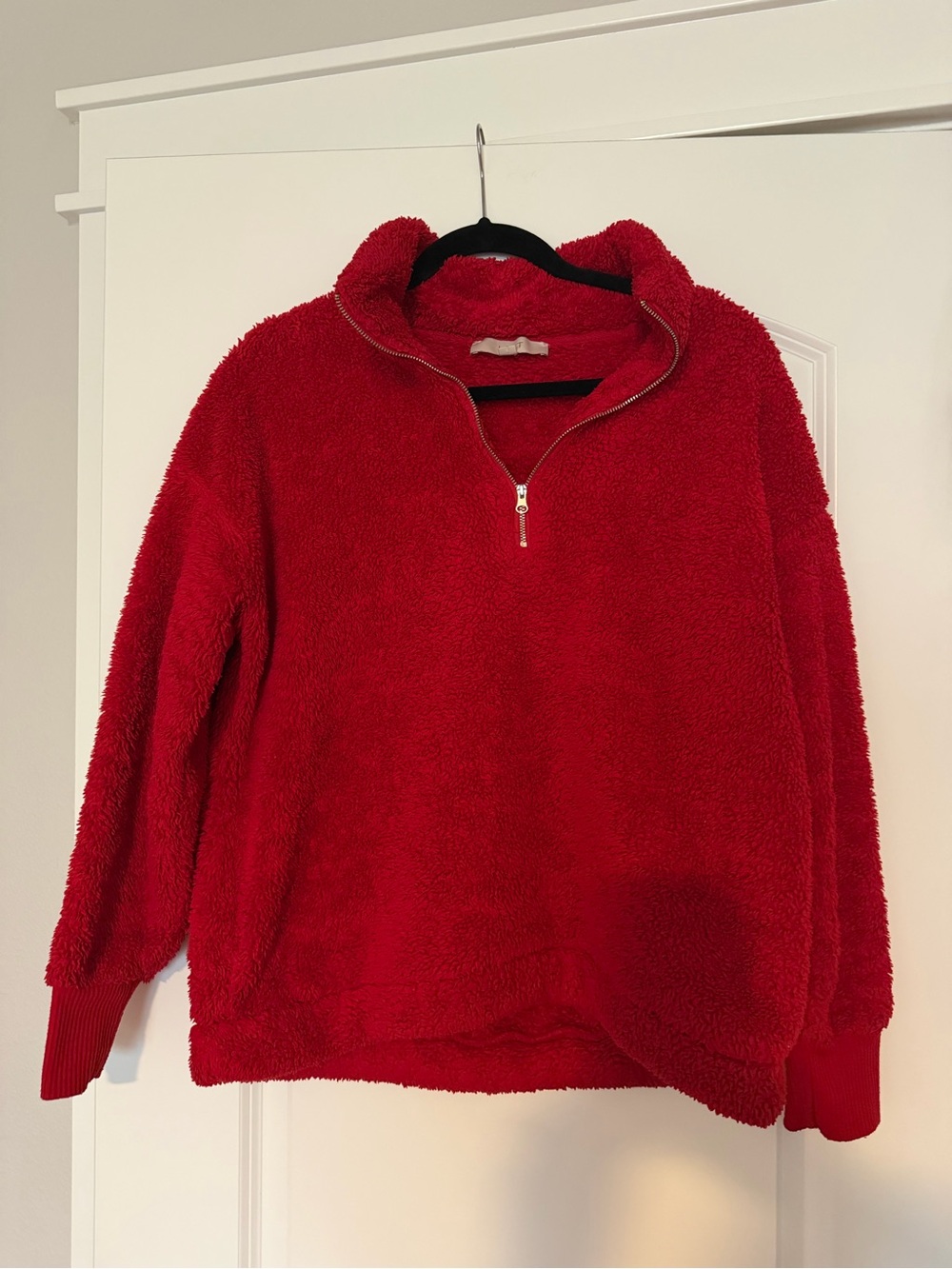LOFT Plush Half-Zip Turtleneck Sweater - Red